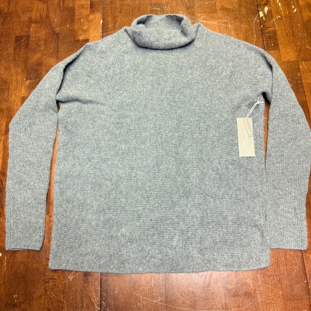 Nordstrom Signature Turtleneck Sweater Mens S Grey‎ 100% Cashmere Ribbed NWT